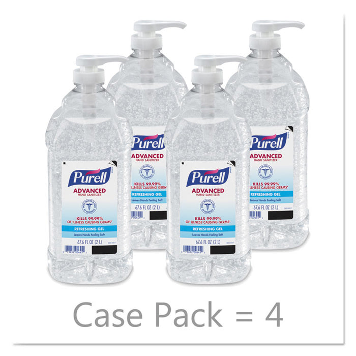 Advanced Refreshing Gel Hand Sanitizer, 2 L Pump Bottle, Clean Scent, 4/Carton