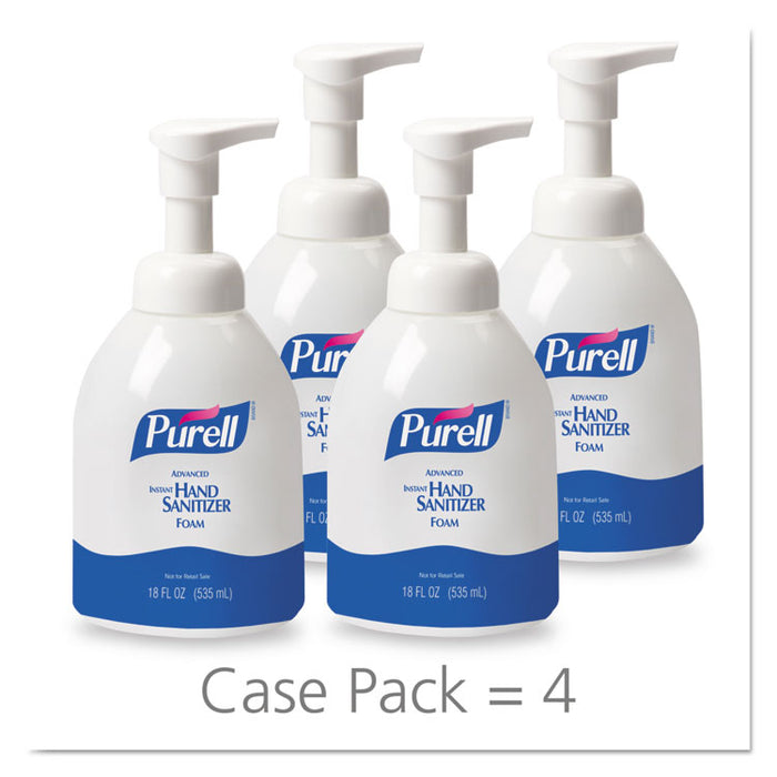 Advanced Foaming Hand Sanitizer, 18 oz, Pump Bottle, 4/Carton