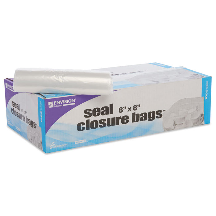 Seal Closure Bags, 2 mil, 8" x 8", Clear, 1,000/Carton