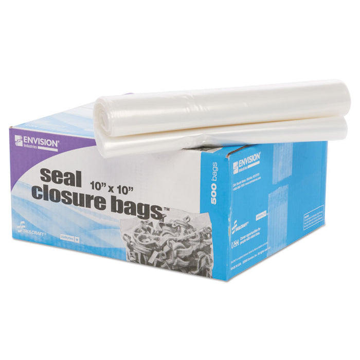 Seal Closure Bags, 2 mil, 10" x 10", Clear, 500/Carton