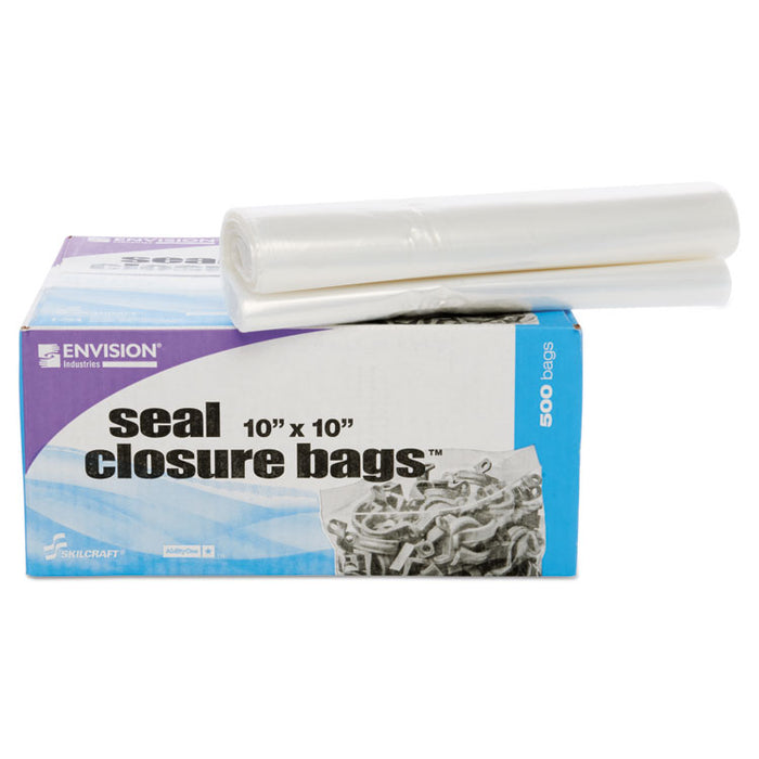 Seal Closure Bags, 2 mil, 10" x 10", Clear, 500/Carton