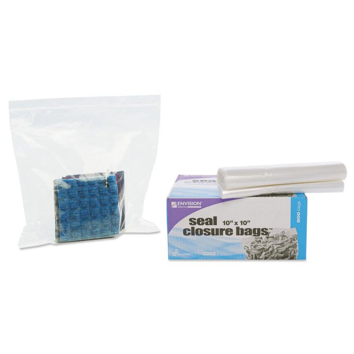 Seal Closure Bags, 2 mil, 10" x 10", Clear, 500/Carton
