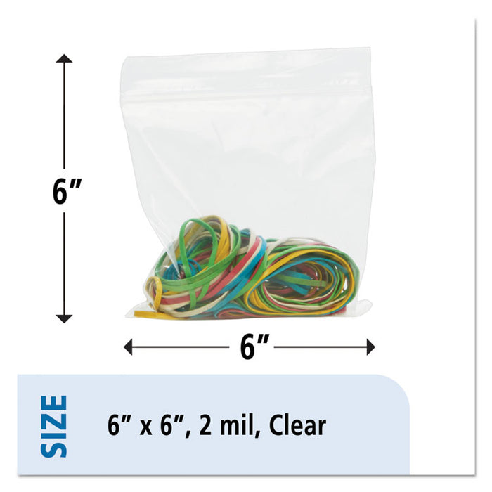 Seal Closure Bags, 2 mil, 6" x 6", Clear, 1,000/Carton
