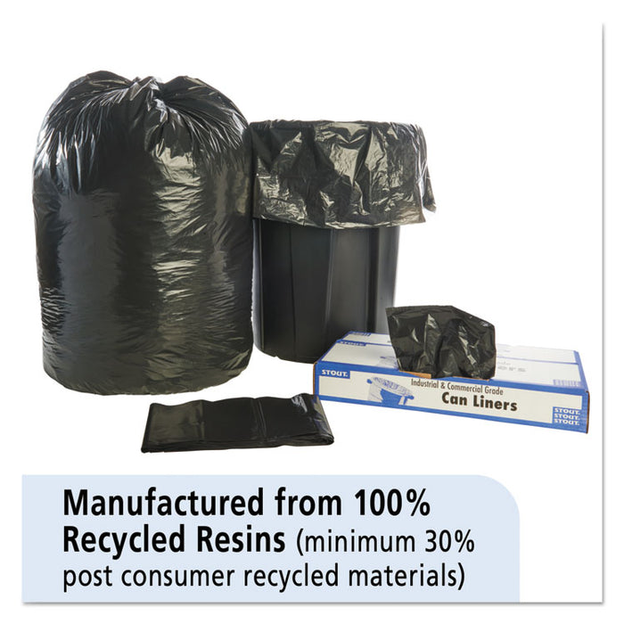 Total Recycled Content Plastic Trash Bags, 60 gal, 1.5 mil, 38" x 60", Brown/Black, 100/Carton