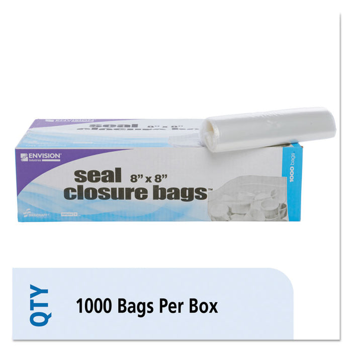 Seal Closure Bags, 2 mil, 8" x 8", Clear, 1,000/Carton
