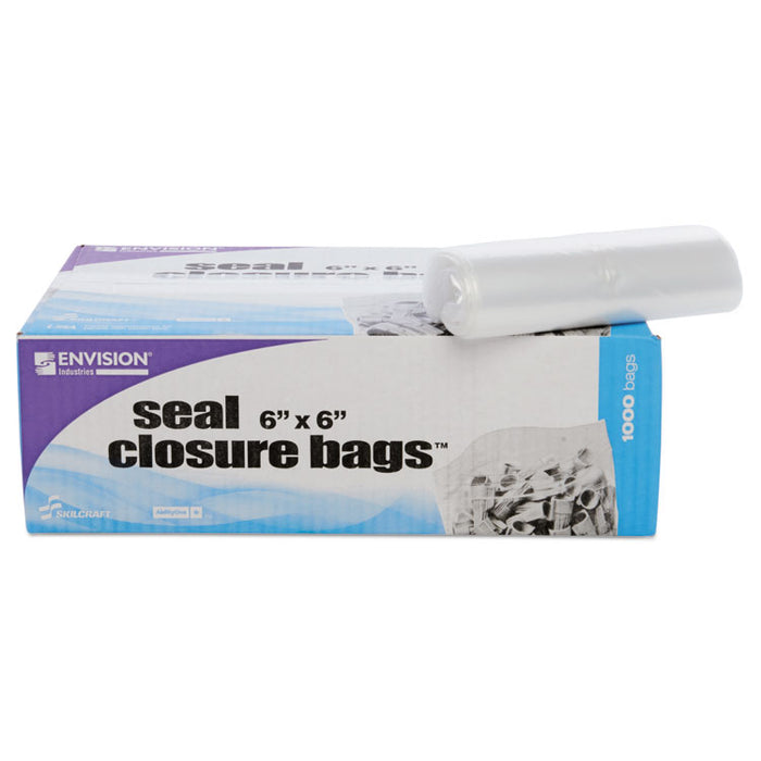 Seal Closure Bags, 2 mil, 6" x 6", Clear, 1,000/Carton