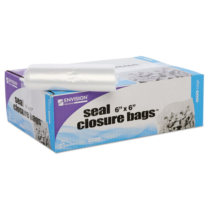 Seal Closure Bags, 2 mil, 6" x 6", Clear, 1,000/Carton