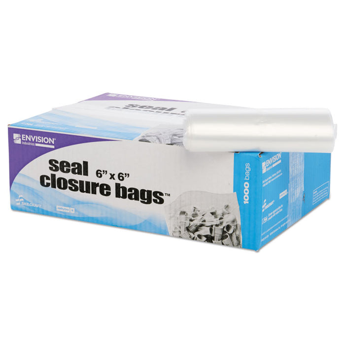 Seal Closure Bags, 2 mil, 6" x 6", Clear, 1,000/Carton