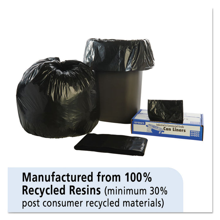 Total Recycled Content Plastic Trash Bags, 33 gal, 1.5 mil, 33" x 40", Brown/Black, 100/Carton