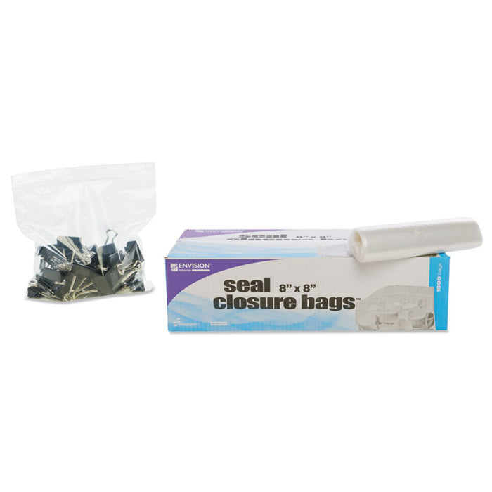 Seal Closure Bags, 2 mil, 8" x 8", Clear, 1,000/Carton