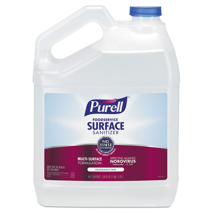 Foodservice Surface Sanitizer, Fragrance Free, 128 oz Bottle, 4/Carton
