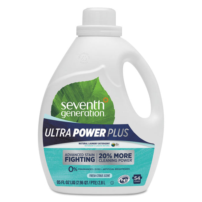 Natural Liquid Laundry Detergent, Ultra Power Plus, Fresh Scent, 54 Loads, 95 oz