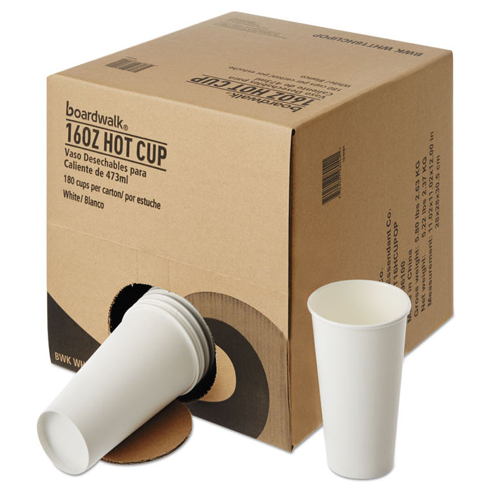 Convenience Pack Paper Hot Cups, 16 oz, White, 9 Cups/Sleeve, 20 Sleeves/Carton