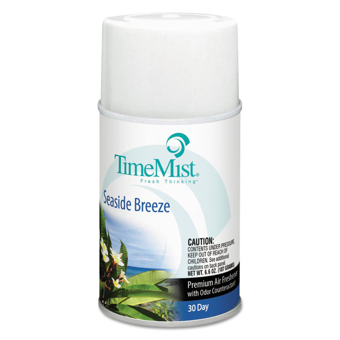 Premium Metered Air Freshener Refill, Seaside Breeze, 6.6 oz Aerosol, 12/Carton