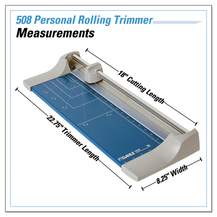 Rolling/Rotary Paper Trimmer/Cutter, 7 Sheets, 18" Cut Length, Metal Base, 8.25 x 22.88