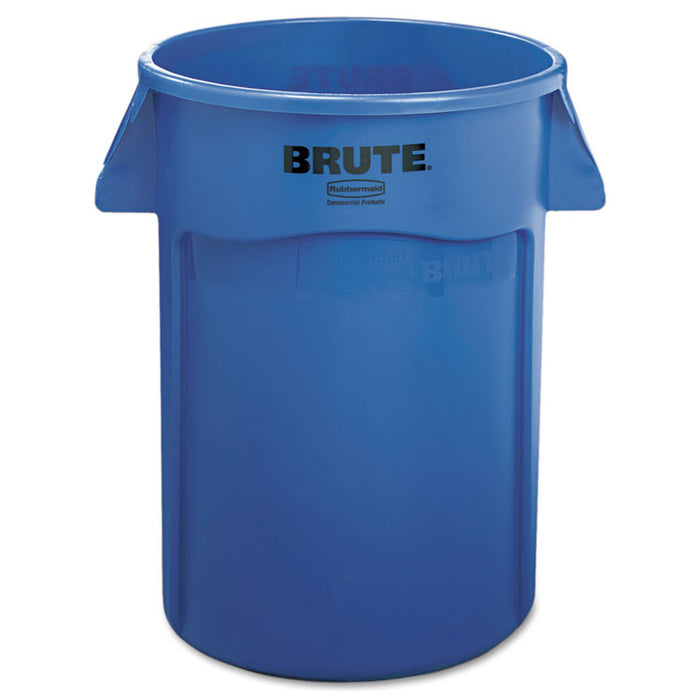 Brute Vented Trash Receptacle, Round, 44 gal, Blue