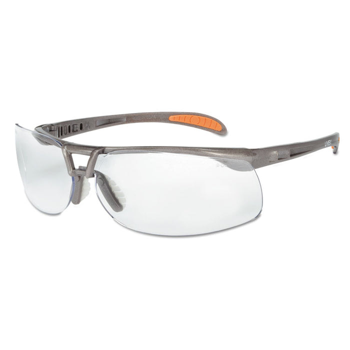 Protege Safety Glasses, Ultra-dura Anti-Scratch, Sandstone Frame, Clear Lens