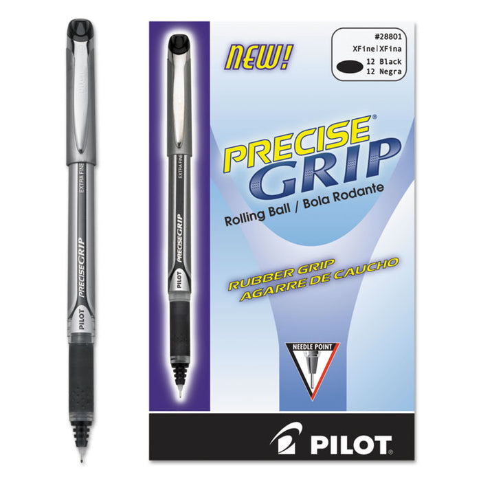 Precise Grip Roller Ball Pen, Stick, Extra-Fine 0.5 mm, Black Ink, Black Barrel
