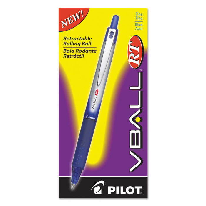 VBall RT Liquid Ink Retractable Roller Ball Pen, 0.7mm, Blue Ink, Blue/White Barrel