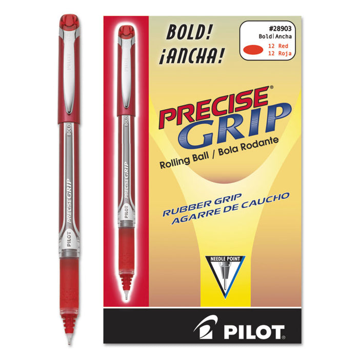 Precise Grip Roller Ball Pen, Stick, Bold 1 mm, Red Ink, Red Barrel