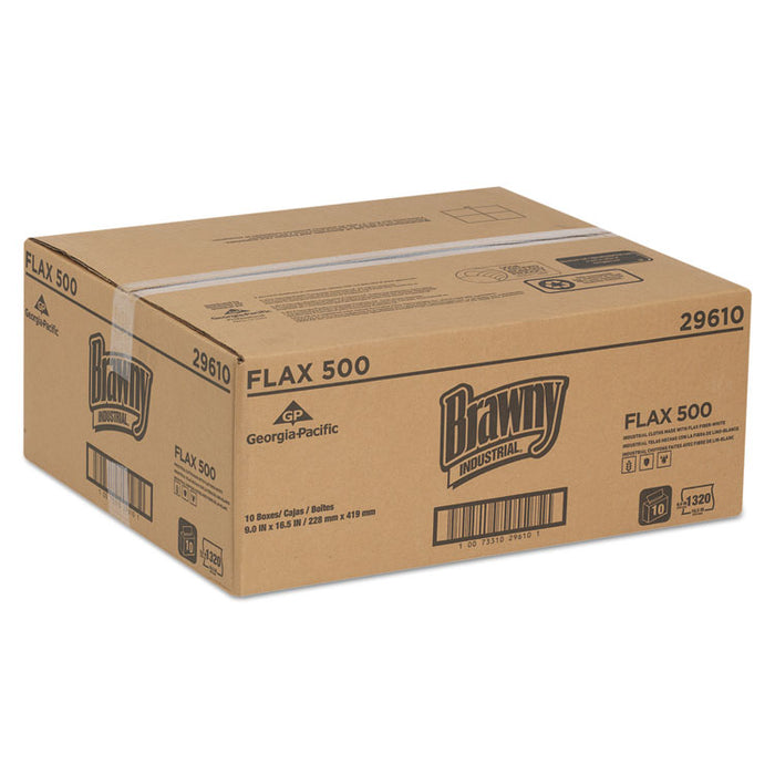 FLAX 500 Light Duty Cloths, 9 x 16 1/2, White, 132/Box, 10 Box/Carton