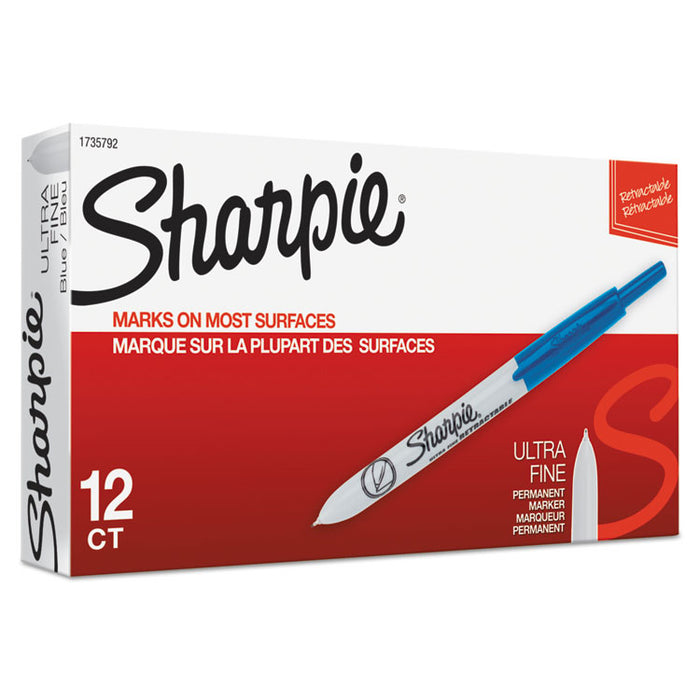Retractable Permanent Marker, Extra-Fine Needle Tip, Blue