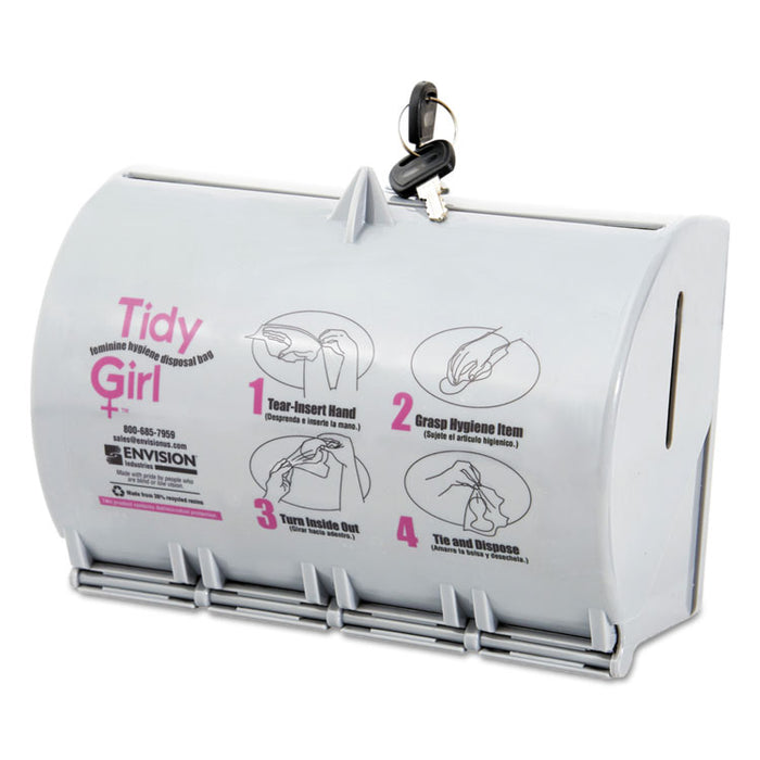 Plastic Feminine Hygiene Disposal Bag Dispenser, Gray