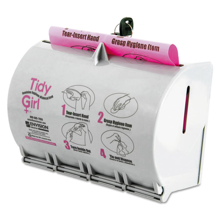 Plastic Feminine Hygiene Disposal Bag Dispenser, Gray