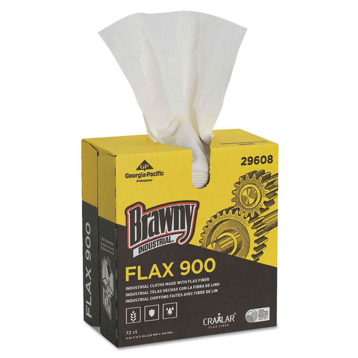 FLAX 900 Heavy Duty Cloths, 9 x 16 1/2, White, 72/Box, 10 Box/Carton