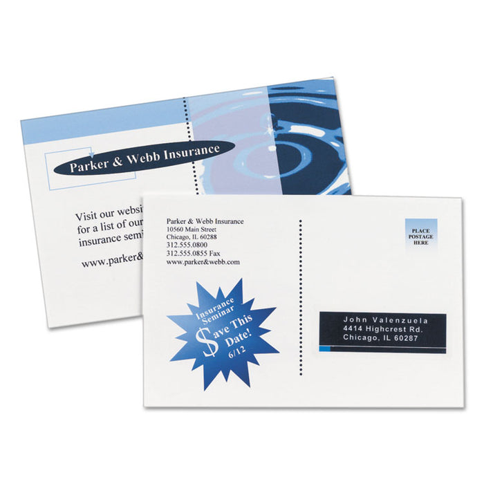 Postcards for Inkjet Printers, 4 1/4 x 5 1/2, Matte White, 4/Sheet, 200/Box