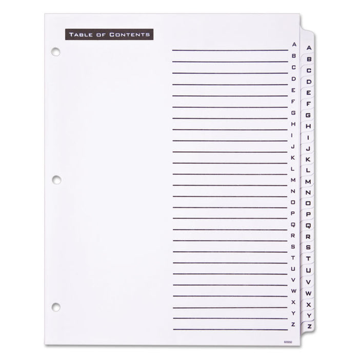 Table 'n Tabs Dividers, 26-Tab, A to Z, 11 x 8.5, White, 1 Set