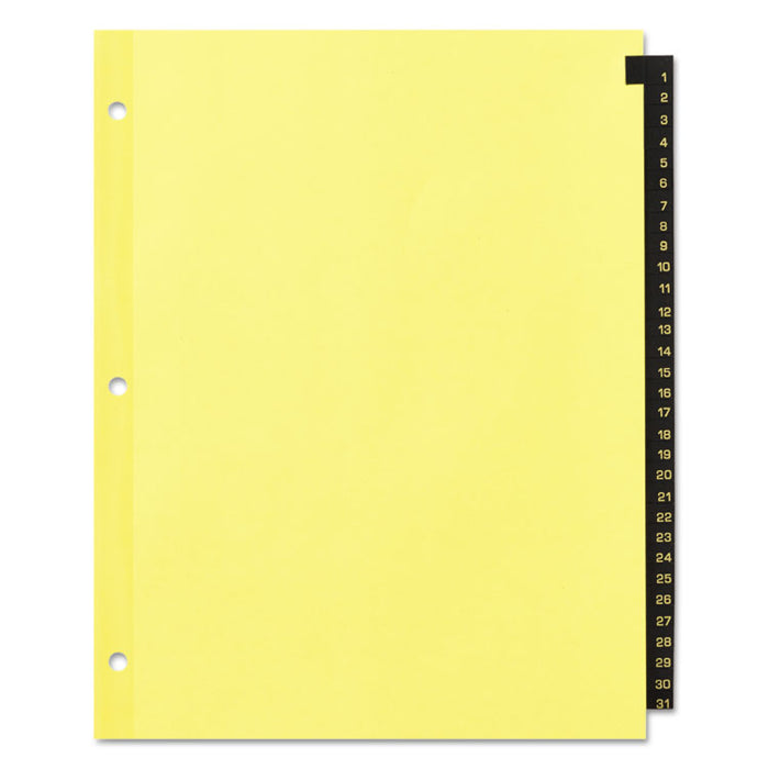 Preprinted Black Leather Tab Dividers, 31-Tab, Letter