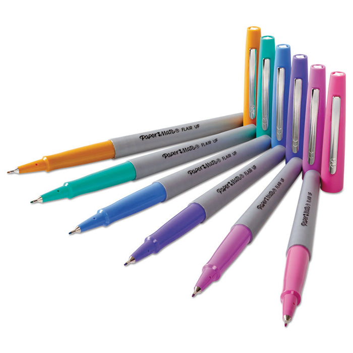 Flair Candy Pop Stick Porous Point Pen, 0.4mm, Assorted Ink, Gray Barrel, 36/Pack