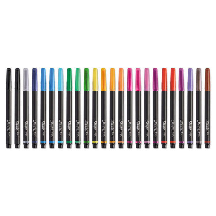 Art Pen Porous Point Pen, Stick, Fine 0.4 mm, Assorted Ink Colors, Black Barrel, 24/Pack