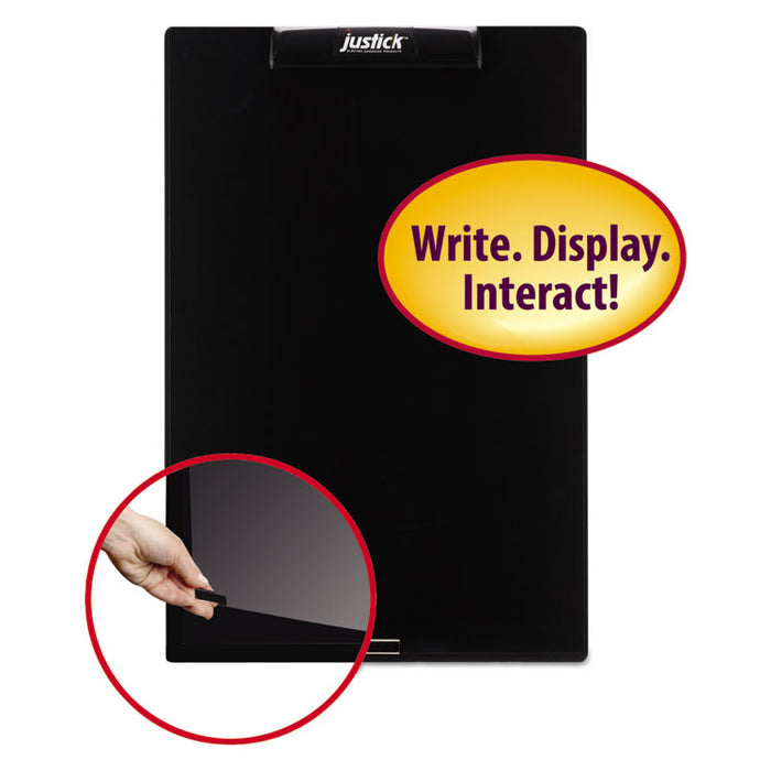 Justick Frameless Electro-Surface Dry-Erase Board w/Clear Overlay, 16" x 24", BK