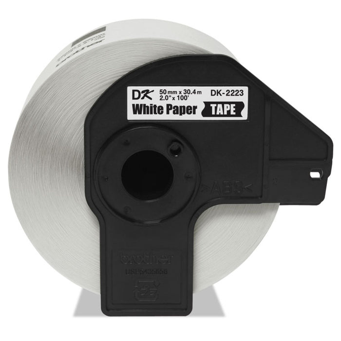 Continuous Paper Label Tape, 2" x 100 ft, Black/White
