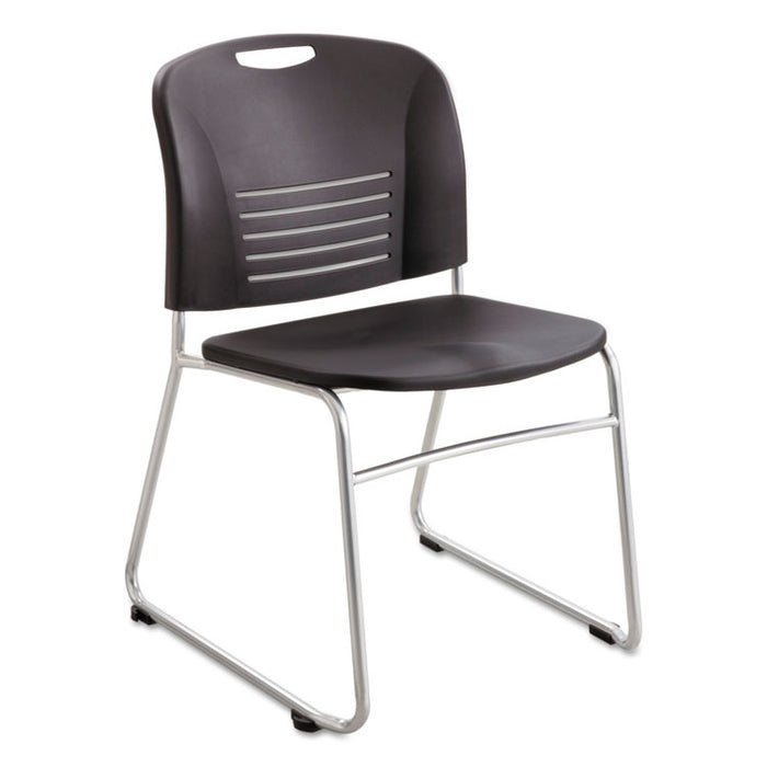 Vy Series Stack Chairs, Black Seat/Black Back, Silver Base, 2/Carton