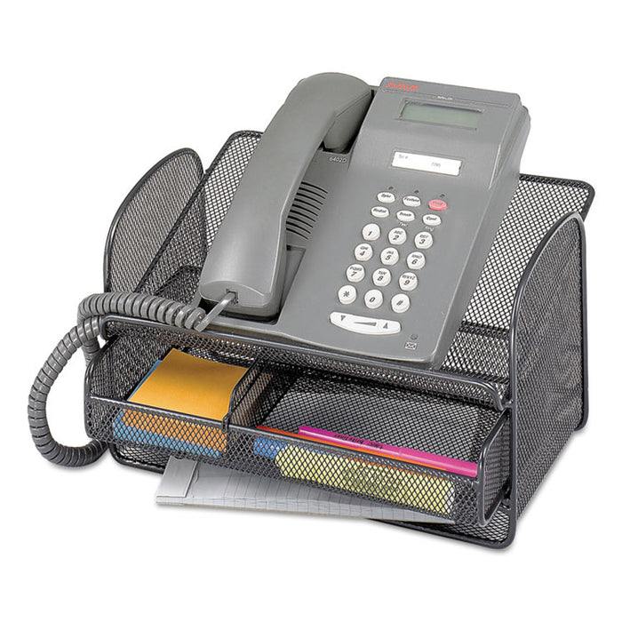 Onyx Angled Mesh Steel Telephone Stand, 11.75 x 9.25 x 7, Black