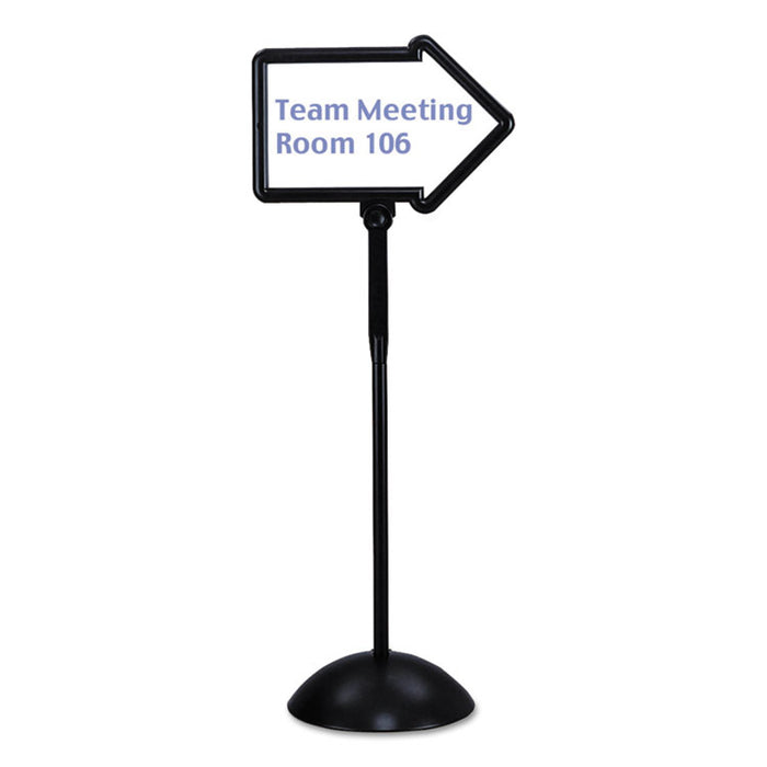 Double-Sided Arrow Sign, Dry Erase Magnetic Steel, 25 1/2 x 17 3/4, Black Frame