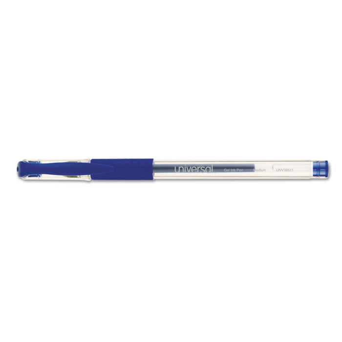 Comfort Grip Gel Pen, Stick, Medium 0.7 mm, Blue Ink, Clear Barrel, Dozen