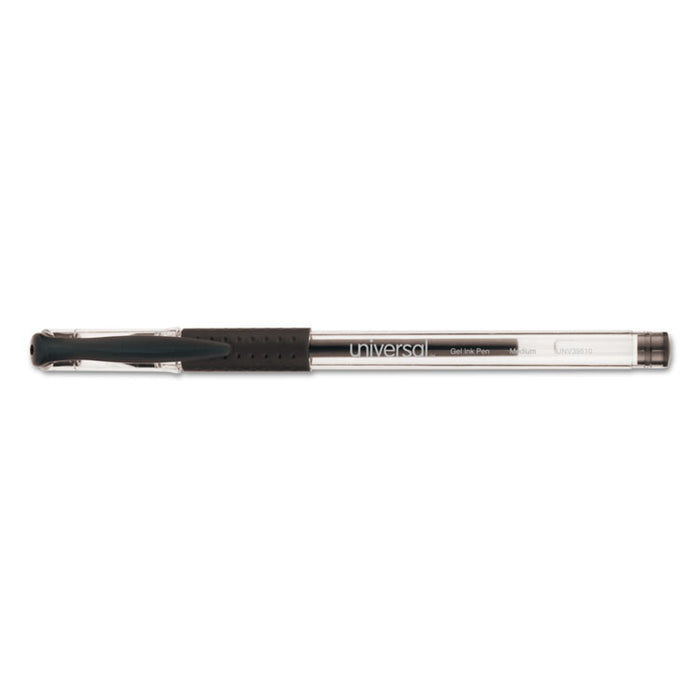 Comfort Grip Stick Gel Pen, Medium 0.7mm, Black Ink, Clear Barrel, Dozen