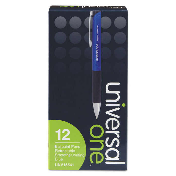 Comfort Grip Ballpoint Pen, Retractable, Medium 1 mm, Blue Ink, Blue Barrel, Dozen