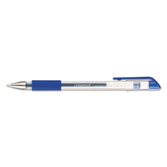 Comfort Grip Gel Pen, Stick, Medium 0.7 mm, Blue Ink, Clear Barrel, Dozen