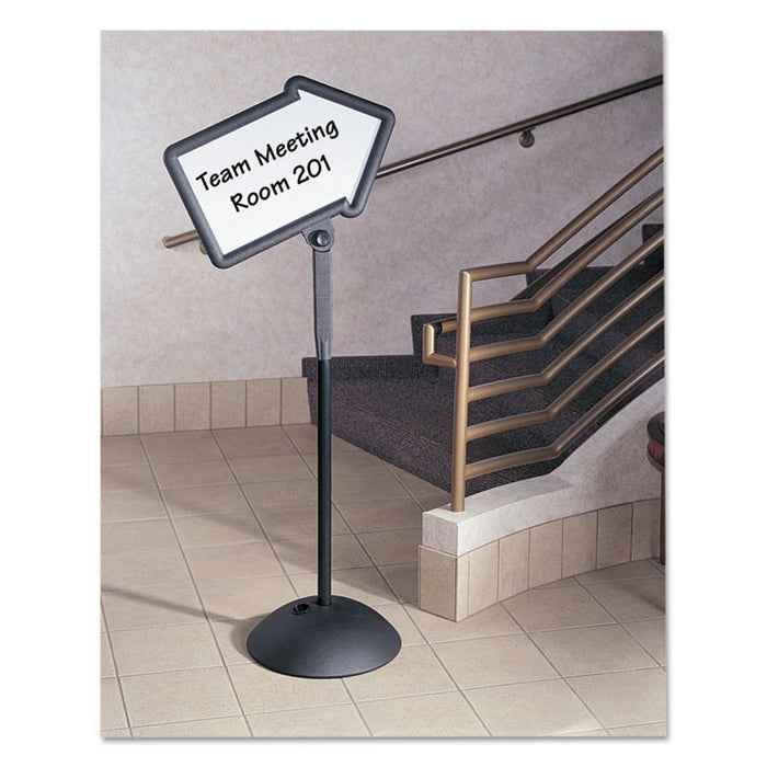 Double-Sided Arrow Sign, Dry Erase Magnetic Steel, 25 1/2 x 17 3/4, Black Frame