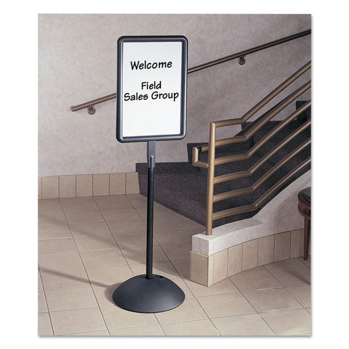 Double Sided Sign, Magnetic/Dry Erase Steel, 18 x 18, White, Black Frame