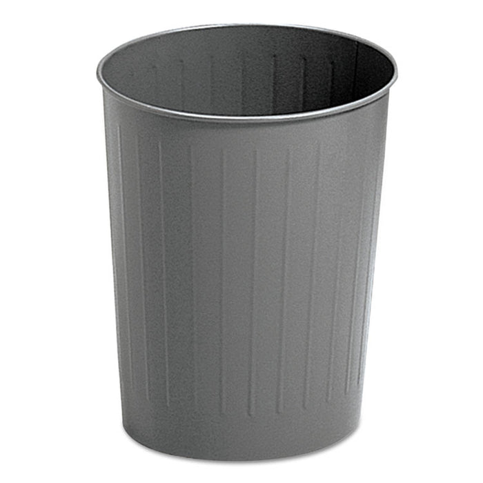 Round Wastebasket, Steel, 23.5 qt, Charcoal