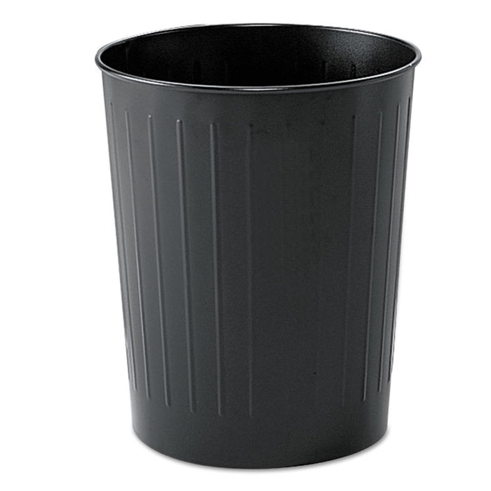 Round Wastebasket, Steel, 23.5 qt, Black
