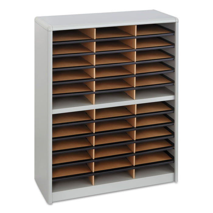 Steel/Fiberboard Literature Sorter, 36 Sections, 32 1/4 x 13 1/2 x 38, Gray