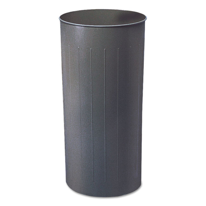 Round Wastebasket, Steel, 22 gal, Charcoal