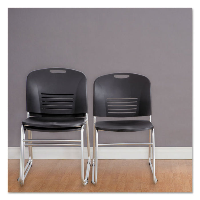 Vy Series Stack Chairs, Black Seat/Black Back, Silver Base, 2/Carton